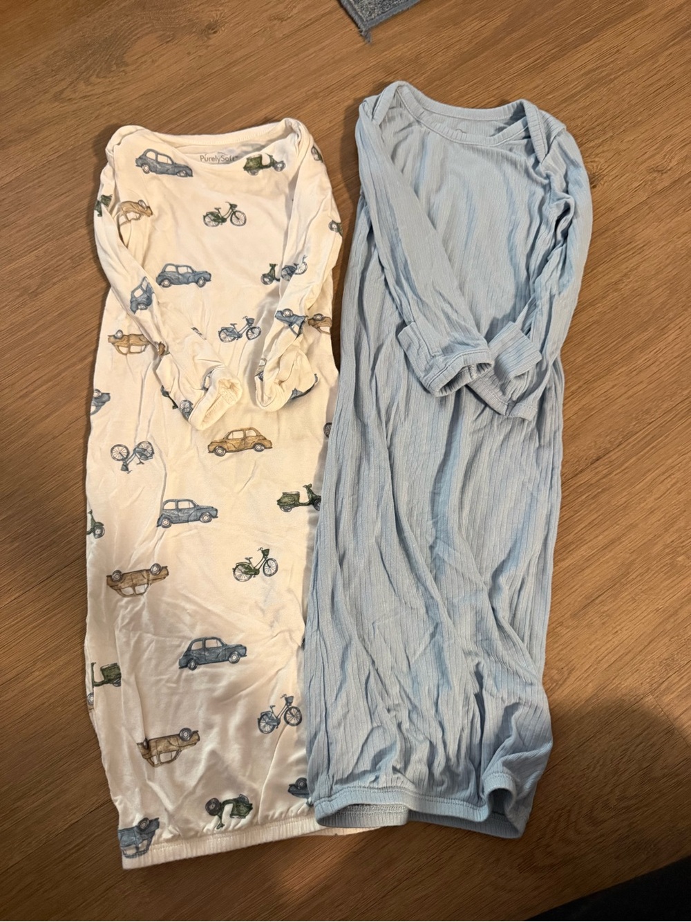 Carter's Blue & Cream Long Sleeve Sleep Sacks with Car and Bike Print